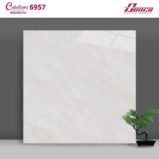 Gạch Lát Nền 60x60 Bóng Kính Trắng Vân Mây Catalan 6957