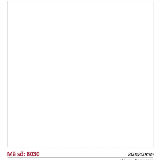 Gạch Catalan 80x80 Lát Nền Bóng Kính Trắng Trơn 8030