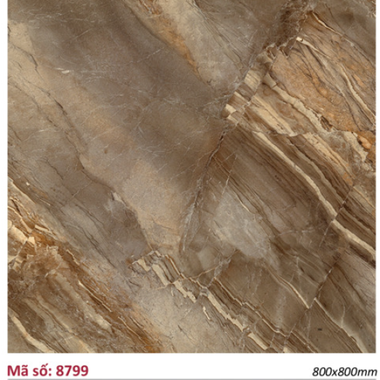 Gạch Catalan 80x80 Lát Nền & Ốp Mặt Tiền Vân Đá Nâu Vàng Bóng 8799
