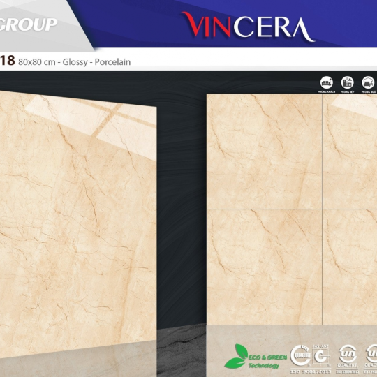 Gạch Vitto 80x80 Đá Bóng Kính Vân Đá Vàng 9018