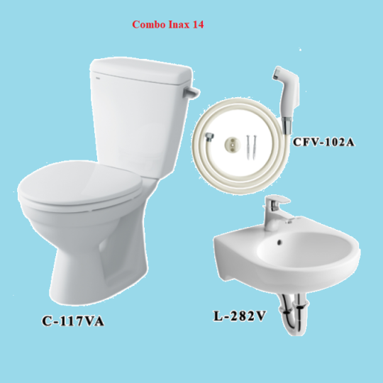COMBO BỒN CẦU INAX C-117VA + LAVABO L-282V+ VÒI XỊT CFV-102A
