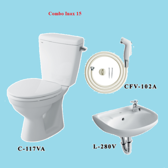COMBO BỒN CẦU INAX C-117VA + LAVABO L-280V + VÒI XỊT CFV-102A