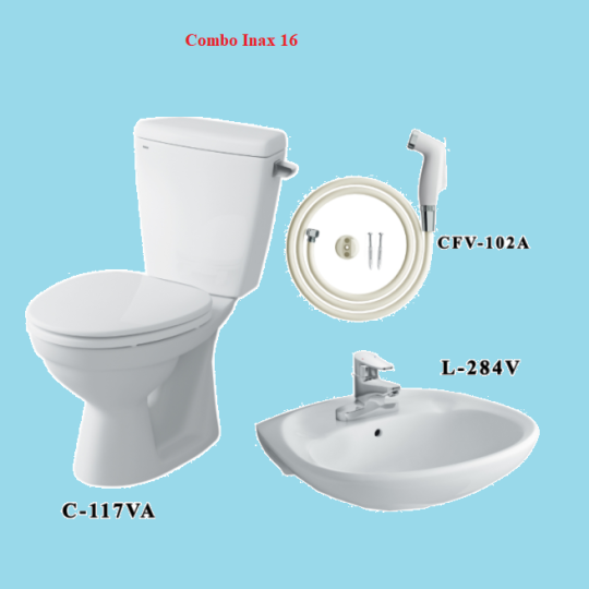 COMBO BỒN CẦU INAX C-117VA + LAVABO L-284V+ VÒI XỊT CFV-102A