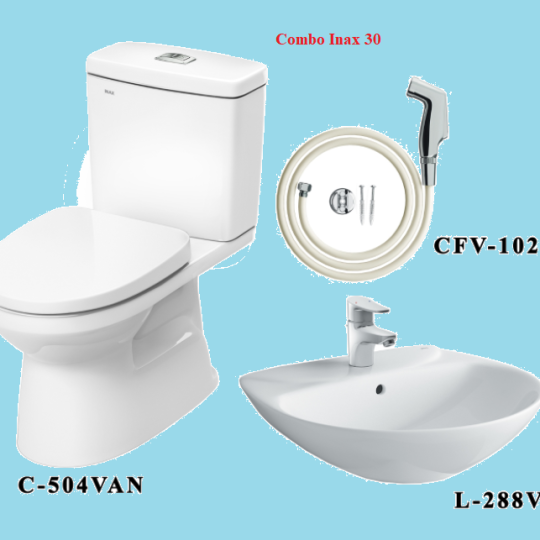 COMBO BỒN CẦU INAX C-504VA + LAVABO L-288V + VÒI XỊT CFV-102M