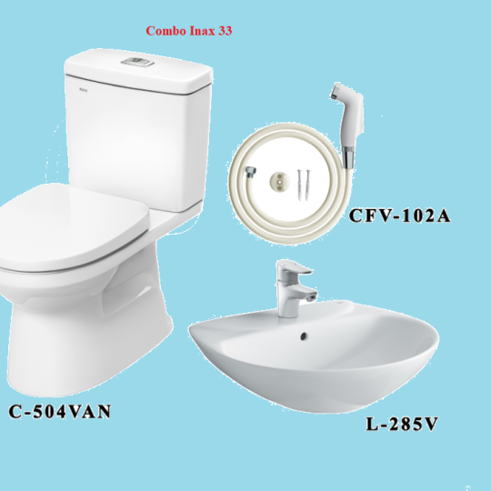 COMBO BỒN CẦU INAX C-504VA + LAVABO L-285V + VÒI XỊT CFV-102A