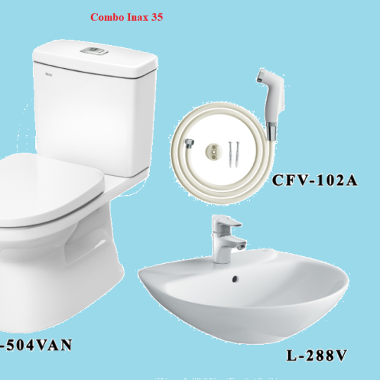 COMBO BỒN CẦU INAX C-504VA + LAVABO L-288V + VÒI XỊT CFV-102A