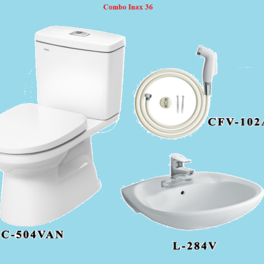 COMBO BỒN CẦU INAX C-504VA + LAVABO L-284V + VÒI XỊT CFV-102A