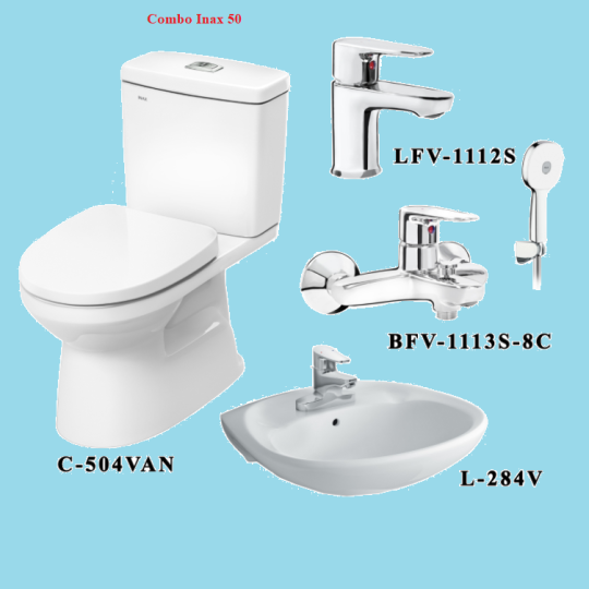 COMBO BỒN CẦU INAX C-504VA + L-284V + VÒI LFV-1112S + CỦ SEN BFV-1113S-8C