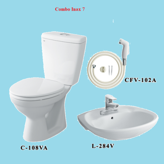 COMBO BỒN CẦU INAX C-108VA + LAVABO L-284V+ VÒI XỊT CFV-102A