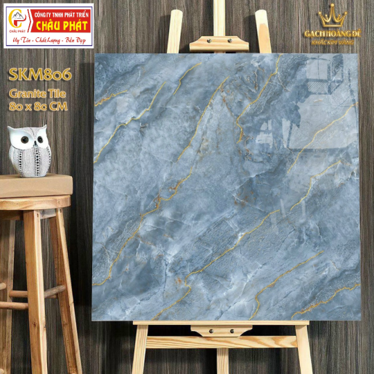  GẠCH LÁT NỀN - ỐP MẶT TIỀN 80X80 KHẮC KIM VÀNG SKM806