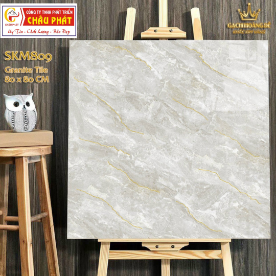 GẠCH LÁT NỀN - ỐP MẶT TIỀN 80X80 KHẮC KIM VÀNG SKM809