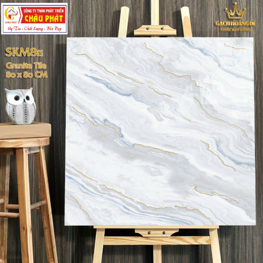GẠCH LÁT NỀN - ỐP MẶT TIỀN 80X80 KHẮC KIM VÀNG SKM811