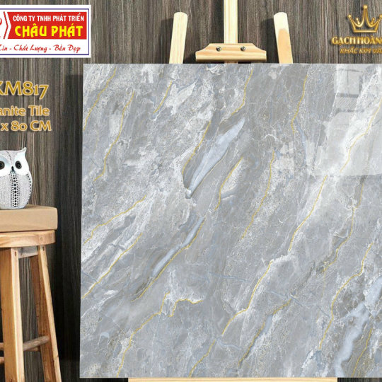 GẠCH LÁT NỀN - ỐP MẶT TIỀN 80X80 KHẮC KIM VÀNG SKM817