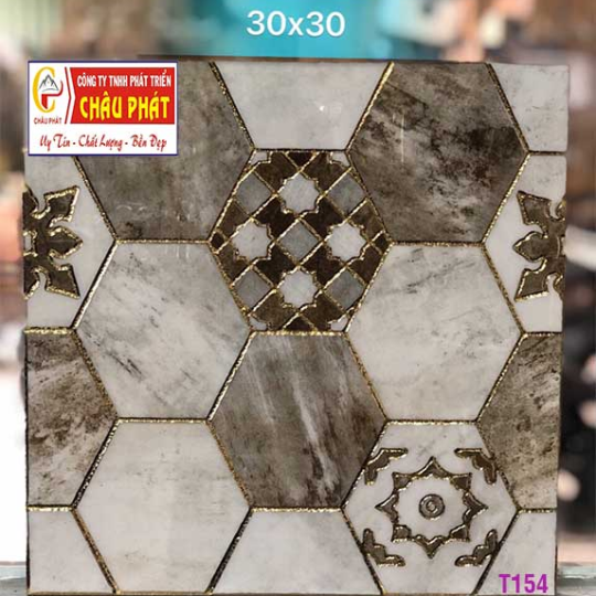 GẠCH TRANG TRÍ 30X30 VI TINH NHŨ VÀNG T154