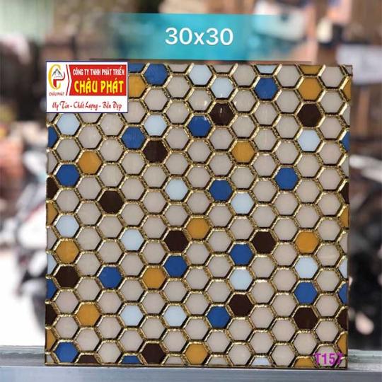 GẠCH TRANG TRÍ 30X30 VI TINH NHŨ VÀNG T157